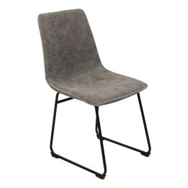 Silla Bellini Dark Grey Ecocuero C/ Patas Metálicas Living