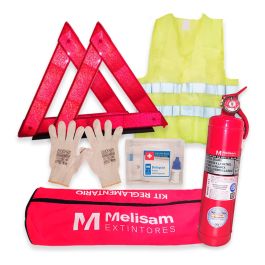 Kit De Seguridad Auto Premium Matafuego Chaleco Vtv 6 En 1