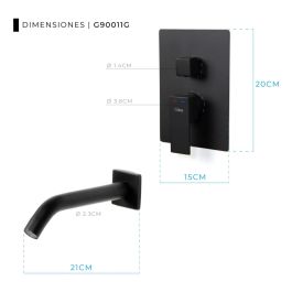 Ducha Embutir Negro Mate 3 Vías Bronce Macizo Gloss