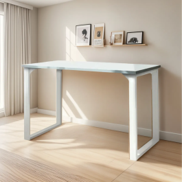 Escritorio Poli 100x60 Melamina Caño Blanco Brillante