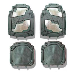 Cubre Alfombra Pvc Con Aplique Gris Plata 4 Piezas Iael