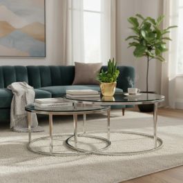 Set De Mesa Ratona Clear Base De Vidrio Con Patas De Metal