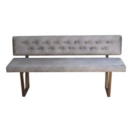 Banco Kota Gris Oscuro Terciopelo Living Comedor