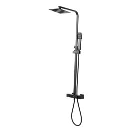 Grifería Columna Ducha Exterior Bronce Termostática Negro