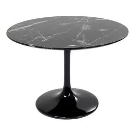 Mesa Tulip Marble Tapa Símil Mármol 100 Cm C/ Base De Metal