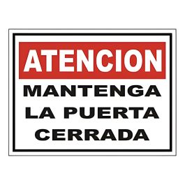 Cartel Atención Mantenga La Puerta Cerrada X 10 Unid.