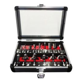 Juego Set De Fresas Kit Router Para Madera 15 Pzs 1/4 6,35mm