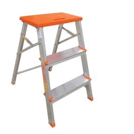 Banco Tijera De Aluminio Doble Plegable 2 Escalones