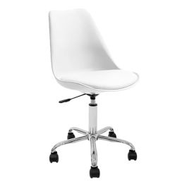 Silla Tulip Blanca Con Ruedas Ecocuero Oficina Estudio
