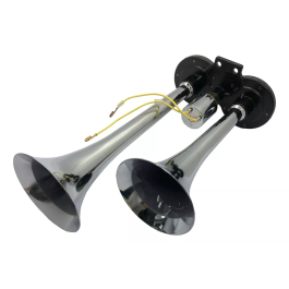 Bocina Aeroelectrica 2 Tonos Cromada Con Electrovalvula 12-2