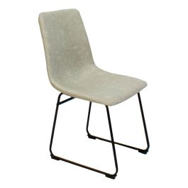 Silla Bellini Light Grey Ecocuero C/ Patas Metálicas Living