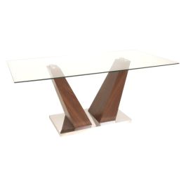 Mesa Hause Wengue Vidrio Y Pata De Madera 1,60x90cm