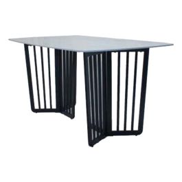 Mesa Diamond Black Con Patas Metálicas Living Comedor