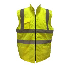 Chaleco Fluo Reversible Con Polar Azul Y Cintas Reflectivas