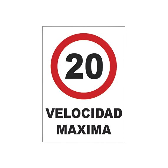 Cartel De Velocidad Maxima 20km Plastico 50x70cm