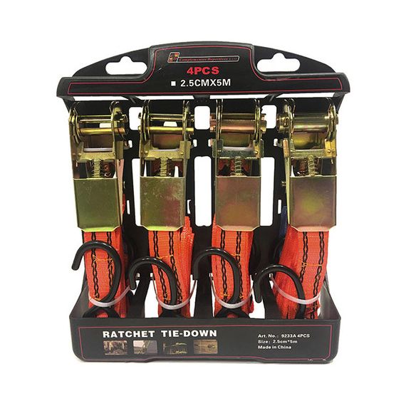 Set Cinta De Amarre Con Criquet Y Gancho S De 2,5 X 5 Mts