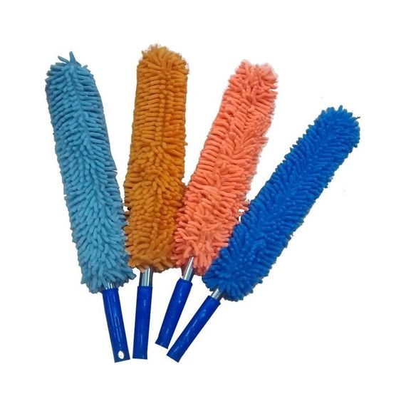Cepillo Plumero Microfibra Suave Mango Metalico