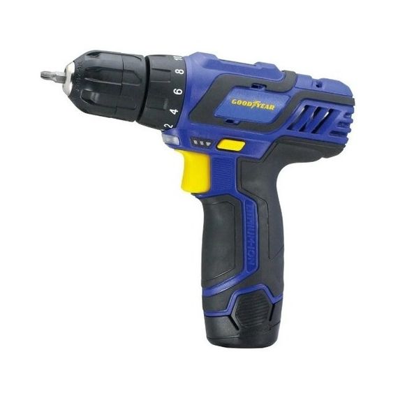 Taladro Inalámbrico Goodyear 12v Con Litio Maletín Mechas