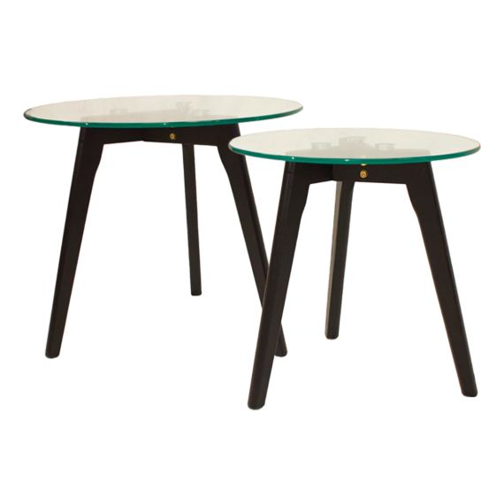 Mesa Ratona Duo Spider Vidrio C/ Patas Metalizadas Set X2