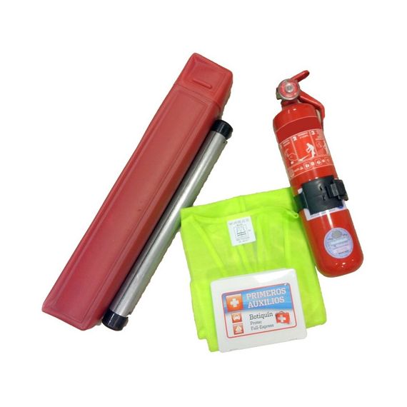 Kit Seguridad Matafuego 1kg Botiquín Chaleco Cuarta Baliza