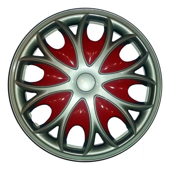 Juego Tazas Gris Con Luna Roja Auto Rueda 15 X4 Iael Ta-041