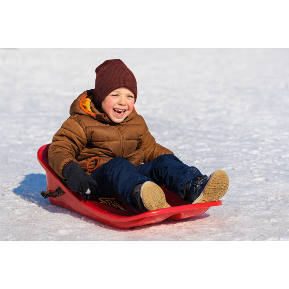 Trineo Infantil Fuego Para Nieve Respaldo Y Frenos Laterales-Rojo