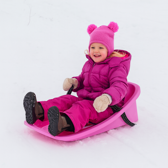 Trineo Infantil Fuego Para Nieve Respaldo Y Frenos Laterales-Rosa