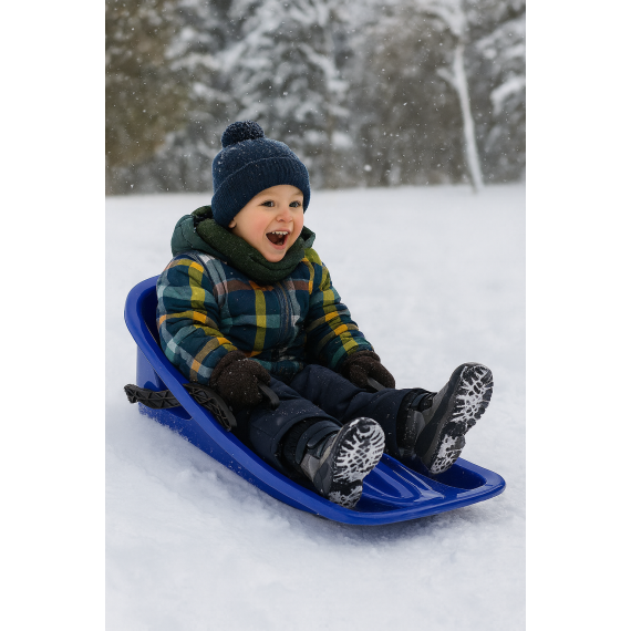 Trineo Infantil Fuego Para Nieve Respaldo Y Frenos Laterales-Azul