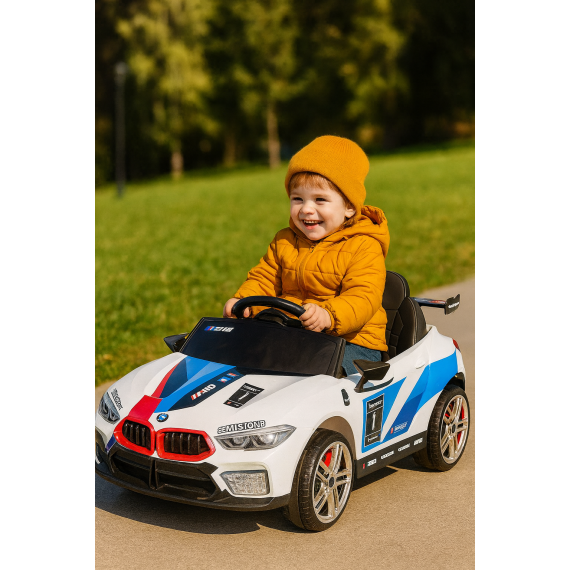 Race Car Blanco 12v Auto Eléctrico Infantil Biemme