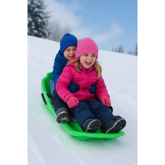 Trineo Infantil Para Nieve / Arena Con Frenos Y Respaldo	-Verde