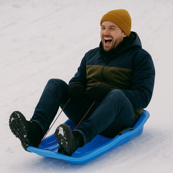 Trineo Infantil Para Nieve / Arena Con Frenos Y Respaldo	-Celeste