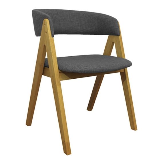Silla Con Respaldo Tapizado Tipo Lino Base De Madera