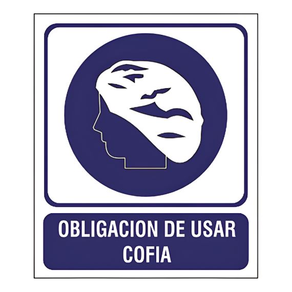 Cartel De Obligación De Usar Cofia 40 x 45 cm X 5 Unidades