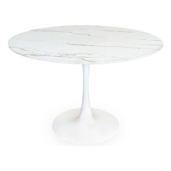 Mesa Tulip Mable Cocina Comedor 120 Cm Diámetro Símil Marmol