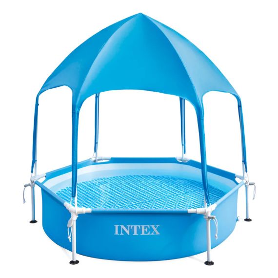 Pileta Estructural Redonda Intex Canopy Metal Frame Azul Lisa