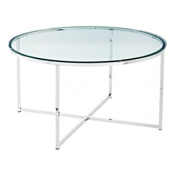 Mesa Ratona Edison Living Vidrio C/ Patas Cromadas