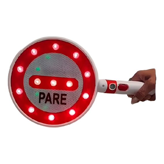 Traffic Paddle Pare Y Siga Con Leds 22 Cm Batería Recargable
