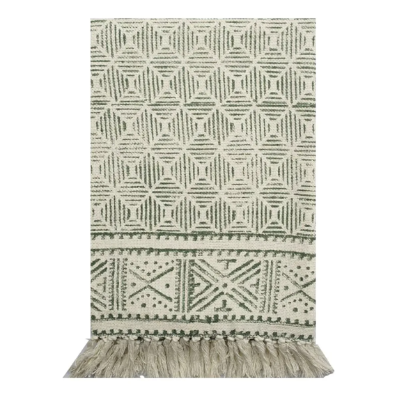 Manta Throw Samburu 120 X 180 Cm Con Blockprint Verde
