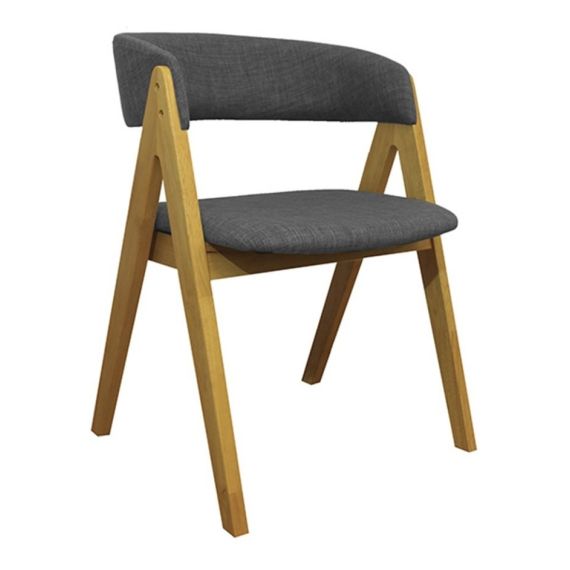 Silla Oslo Con Respaldo Tapizado Tipo Lino Base De Madera