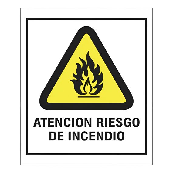 Cartel De Atención Riesgo De Incendio X 5 Unid.