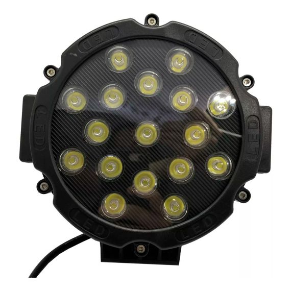 Faro Led Redondo 51w 17 Leds Frente Negro 4x4 Auto