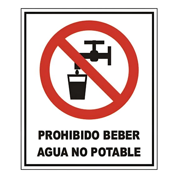 Cartel Prohibido Beber Agua No Potable 40x45cmx0,8mm X 5 Uds