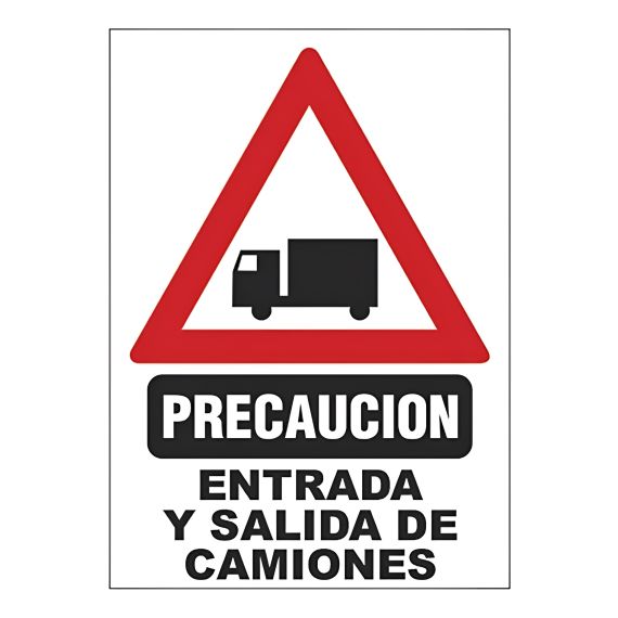 Cartel Precaución Entrada Y Salida De Camiones X 2 Uds.
