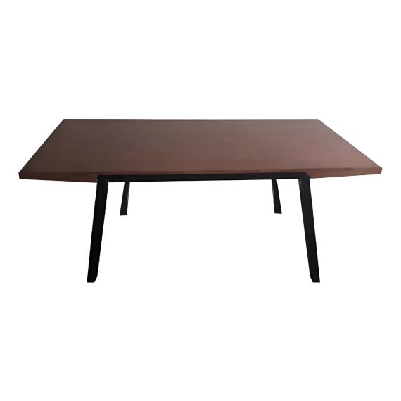 Mesa De Madera Oscura Patas Negras Para Living Comedor