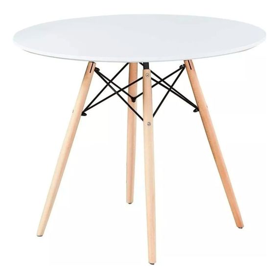 Mesa Redonda Eames 80cm Estilo Nórdica Mdf Laqueada