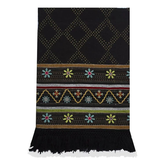 Cover Massai Fondo Negro Con Estampado Cobre Y Bordado