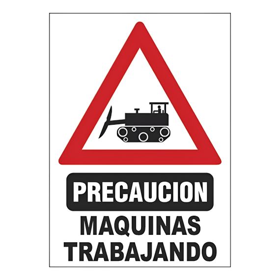 Cartel De Precaución Maquinas Trabajando X 2 Uds.
