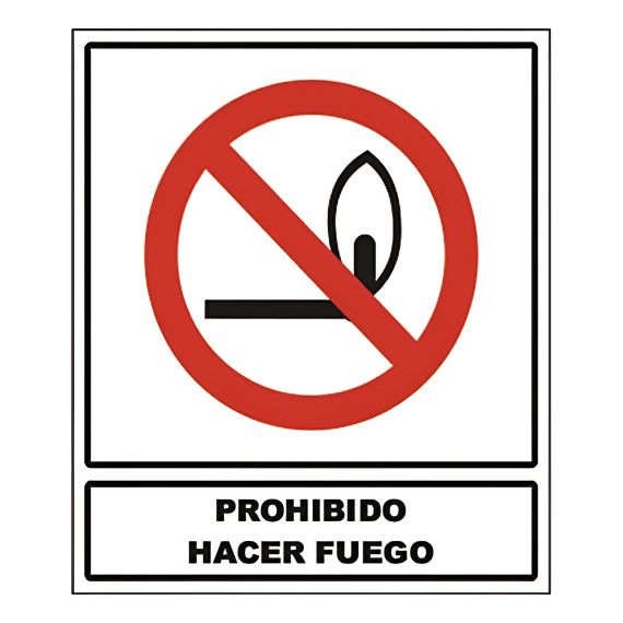 Cartel Prohibido Encender Fuego 40cm X 45cm X 0,8mm X 5 Uds