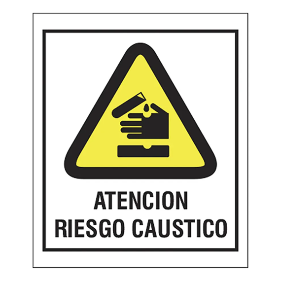 Cartel Atención Riesgo Caustico X 5 Unid.