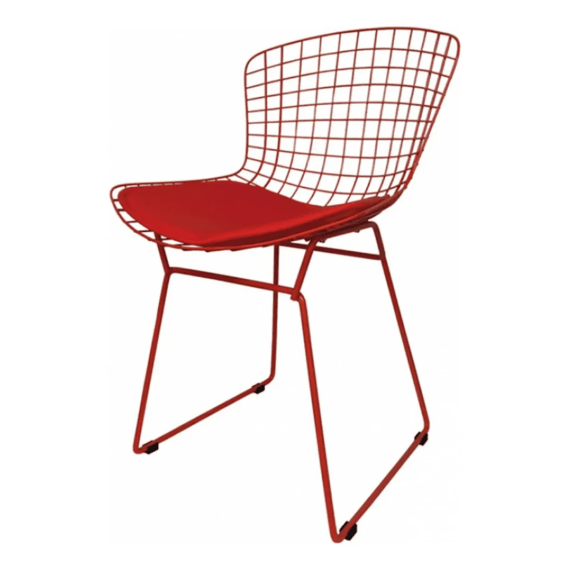 Silla Bertoia Roja Moderna Con Base Sky